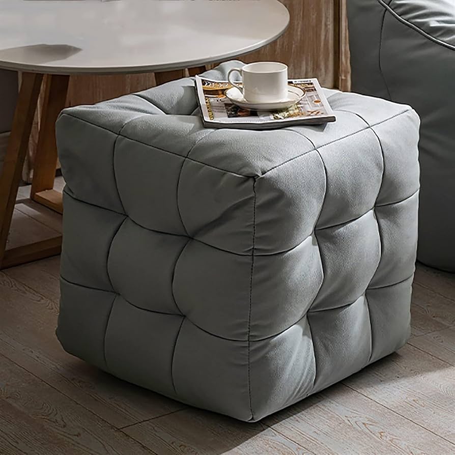 Amazon.co.jp: Ottoman Stool Footstool Leather Cube Solid Footrest Amazon.co.jp: Ottoman Stool Footstool Leather Cube Solid Footrest